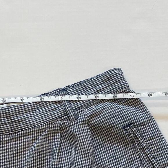 Milano Design Group Navy & White Check Linen Blend High Rise Tailored Shorts, 20 - Picture 11 of 13